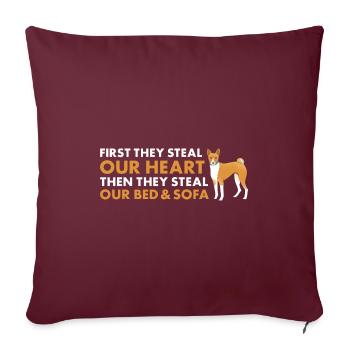 Le chien d’abord, ils volent notre cœur Basenji - Housse de coussin décorative 45 x 45 cm - bordeaux - Devant