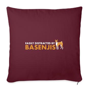Chien facilement distrait par Basenji - Housse de coussin décorative 45 x 45 cm - bordeaux - Devant
