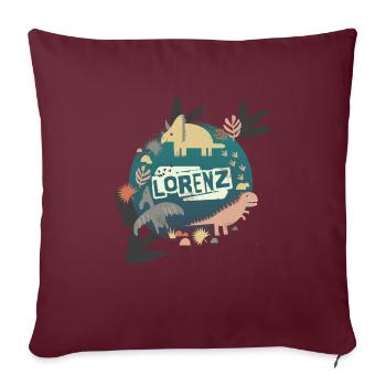 FELIX - Beau nom de garçon avec de mignons dinosaures - Housse de coussin décorative 45 x 45 cm - bordeaux - Devant