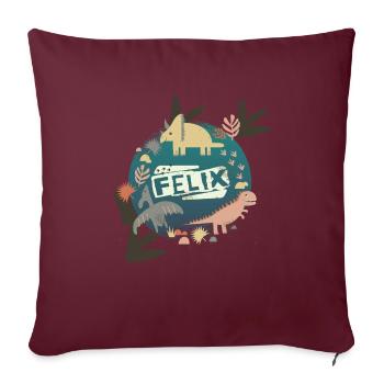 FELIX - Beau nom de garçon avec de mignons dinosaures - Housse de coussin décorative 45 x 45 cm - bordeaux - Devant