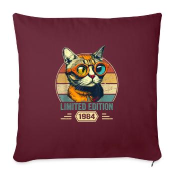 Génial depuis 1984 Cadeau d’anniversaire de chat - Housse de coussin décorative 45 x 45 cm - bordeaux - Devant