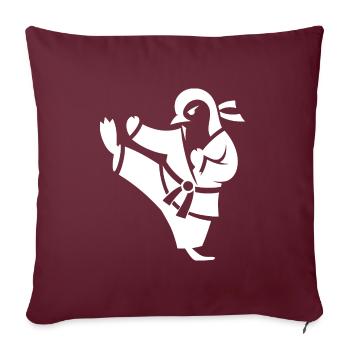 Silhouette d’arts martiaux de karaté pingouin - Housse de coussin décorative 45 x 45 cm - bordeaux - Devant