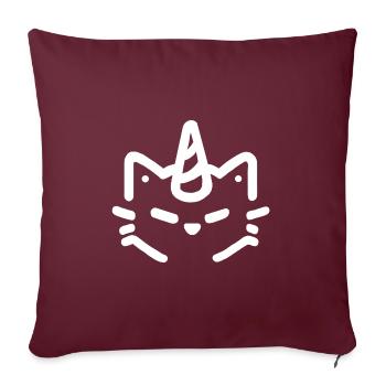 tête de chat-licorne Blanc - Housse de coussin décorative 45 x 45 cm - bordeaux - Devant
