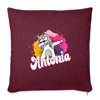 Beau nom avec licorne dabbing - ANTONIA - Housse de coussin décorative 45 x 45 cm - bordeaux - Devant
