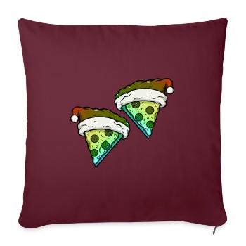 Pizza Noël Bande dessinée drôle - Housse de coussin décorative 45 x 45 cm - bordeaux - Devant