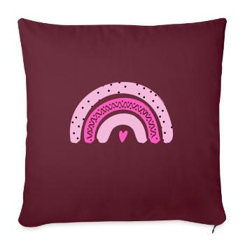 Arc-en-ciel rose avec cœur - Housse de coussin décorative 45 x 45 cm - bordeaux - Devant