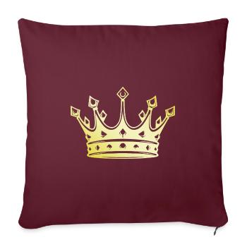 Couronne royale en or - Housse de coussin décorative 45 x 45 cm - bordeaux - Devant
