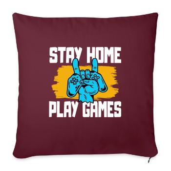 RESTEZ À LA MAISON JOUER À DES JEUX JEUX JEUX JOUER À JEUX - Housse de coussin décorative 45 x 45 cm - bordeaux - Devant