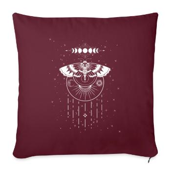 Ésotérisme, henné, phase lunaire, soleil, lune, étoiles - Housse de coussin décorative 45 x 45 cm - bordeaux - Devant