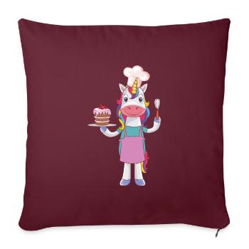 Lustiges Kuchen Backendes Köchin Einhorn Geschenk - Sofakissenbezug 45 x 45 cm - Burgunderrot - Vorne