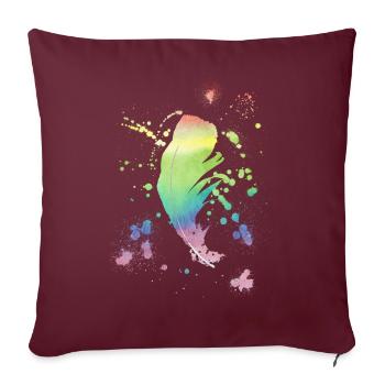 Plume arc-en-ciel vintage shabby cool cadeau - Housse de coussin décorative 45 x 45 cm - bordeaux - Devant