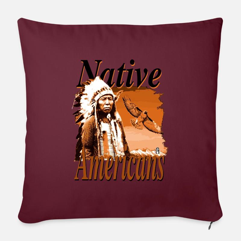 Native Americans 9 - Sofakissenbezug 45 x 45 cm - Burgunderrot