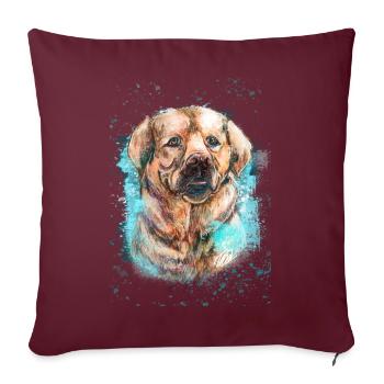 Labrador Hund. - Sofakissenbezug 45 x 45 cm - Burgunderrot - Vorne