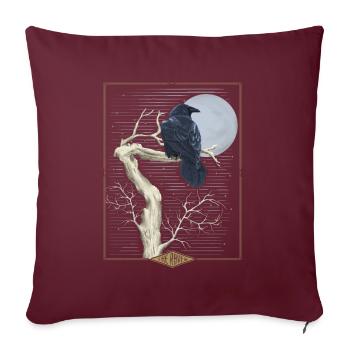 Handmade Raven 'The Raven' Mystic Tarot - Sofa pillowcase 17,3'' x 17,3'' (45 x 45 cm) - burgundy - Front
