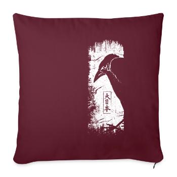 Corbeau Japonais Noir Et Blanc - Design Minimalist - Housse de coussin décorative 45 x 45 cm - bordeaux - Devant