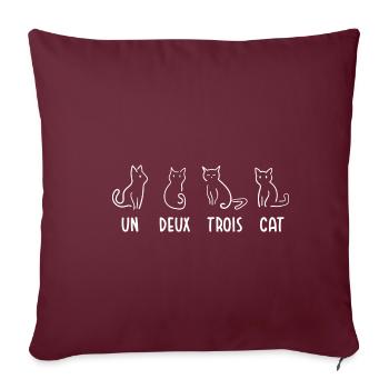 Un Deux Trois Cat Lustiges Katzen Geschenk - Sofakissenbezug 45 x 45 cm - Burgunderrot - Vorne
