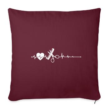 Coiffeur Cadeau Barbier Heartbeat Barber Shop - Housse de coussin décorative 45 x 45 cm - bordeaux - Devant
