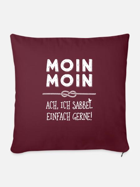 Moin - plattdeutscher norddeutscher Spruch - Sofakissenbezug 45 x 45 cm - Burgunderrot