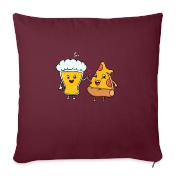 Bier-Pizza-Paar - Sofakissenbezug 45 x 45 cm - Burgunderrot - Vorne