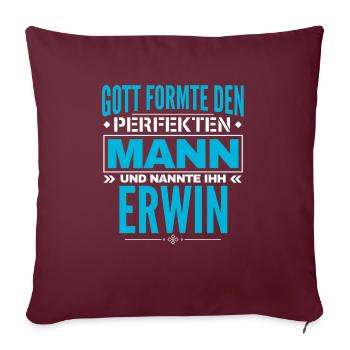 Erwin Name Design - Sofakissenbezug 45 x 45 cm - Burgunderrot - Vorne