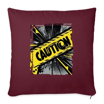 Drôle Tendance Noir Jaune Avertissement Ruban Avertissement - Housse de coussin décorative 45 x 45 cm - bordeaux - Devant