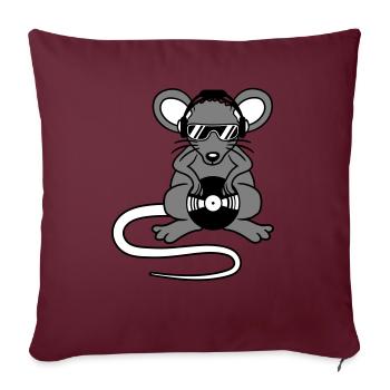 Souris DJ Lunettes de soleil Casque Fête Célébrer la musique - Housse de coussin décorative 45 x 45 cm - bordeaux - Devant