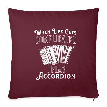 Accordéon Concertina Melodeon Piano Accordéon Cadeau - Housse de coussin décorative 45 x 45 cm - bordeaux - Devant