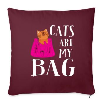 Les chats sont mon sac - Housse de coussin décorative 45 x 45 cm - bordeaux - Devant