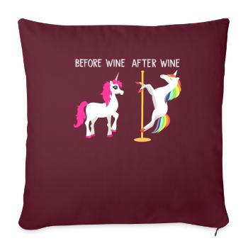 Licorne ivre - Housse de coussin décorative 45 x 45 cm - bordeaux - Devant