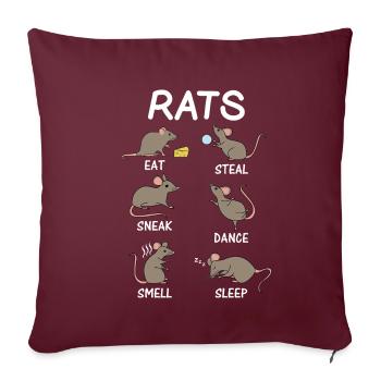 Rat amoureux rat - Housse de coussin décorative 45 x 45 cm - bordeaux - Devant