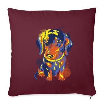Dachshund Dackel Rauhaardackel Kunst für Hundelieb - Sofakissenbezug 45 x 45 cm - Burgunderrot - Vorne