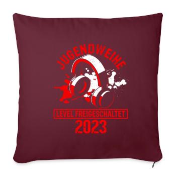 Jugendweihe 202 3Gaming Junge Design Firmung Konfi - Sofakissenbezug 45 x 45 cm - Burgunderrot - Vorne