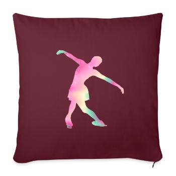 Eislaufmädchen Schlittschuh Geschenk für Eislaufkö - Sofakissenbezug 45 x 45 cm - Burgunderrot - Vorne