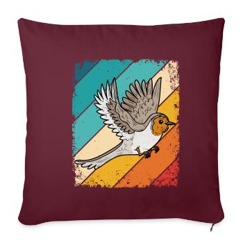 Rotkehlchen Vogelfreund Vogelfan Retro Natur Liebh - Sofakissenbezug 45 x 45 cm - Burgunderrot - Vorne