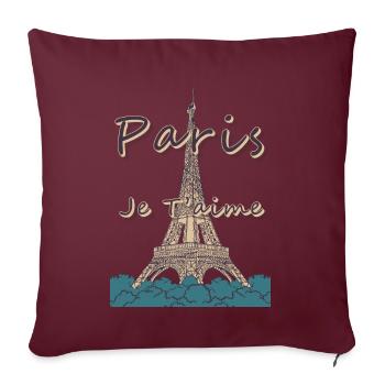 Eiffelturm Bonjour Paris Liebe Fahrrad Liebe aus F - Sofakissenbezug 45 x 45 cm - Burgunderrot - Vorne