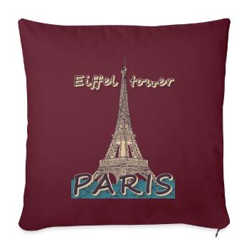 Ich liebe Paris und Eiffelturm Bonjour aus Frankre - Sofakissenbezug 45 x 45 cm - Burgunderrot - Vorne