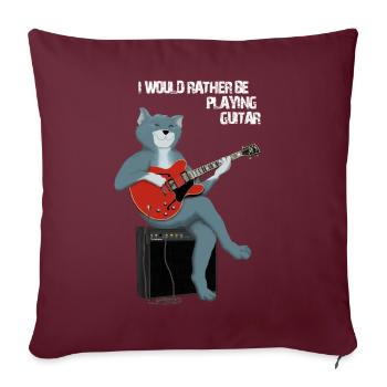 ICH WÜRDE LIEBER GITARRE SPIELEN - CAT - Sofakissenbezug 45 x 45 cm - Burgunderrot - Vorne