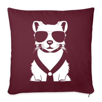 Furet portant des lunettes de soleil Cool Ferrets - Housse de coussin décorative 45 x 45 cm - bordeaux - Devant