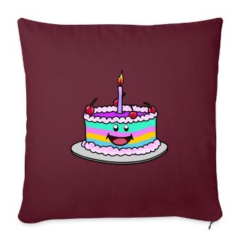 Arc-en-ciel Anniversaire gâteau gâteau fantaisie - Housse de coussin décorative 45 x 45 cm - bordeaux - Devant