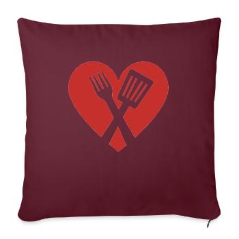 Liebe zum Kochen - Sofakissenbezug 45 x 45 cm - Burgunderrot - Vorne
