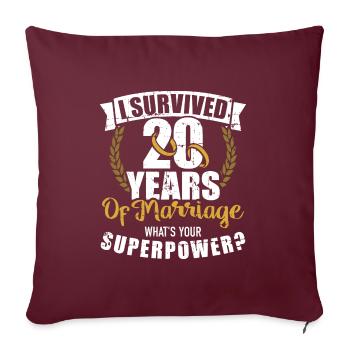 20e anniversaire de mariage - Housse de coussin décorative 45 x 45 cm - bordeaux - Devant