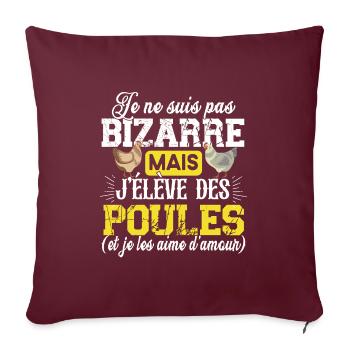 Poule Poulet Coq Poulailler Cadeau Humour Jaune - Housse de coussin décorative 45 x 45 cm - bordeaux - Devant