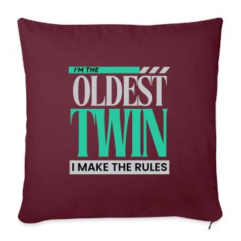 Je suis le jumeau le plus âgé, je rends les règles drôles de frère et de sœur - Housse de coussin décorative 45 x 45 cm - bordeaux - Devant