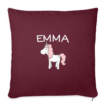 Emma nom enfants - Housse de coussin décorative 45 x 45 cm - bordeaux - Devant