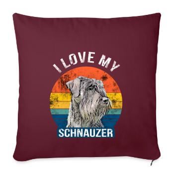 I Love my Schnauzer Dog géant - Housse de coussin décorative 45 x 45 cm - bordeaux - Devant