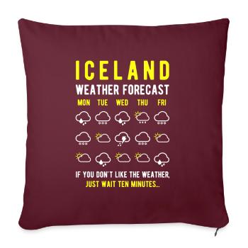 Islande météo prévisions Islande météo - Housse de coussin décorative 45 x 45 cm - bordeaux - Devant