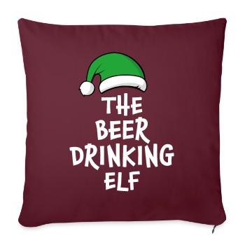 Der Bier trinkende Elf - Sofakissenbezug 45 x 45 cm - Burgunderrot - Vorne