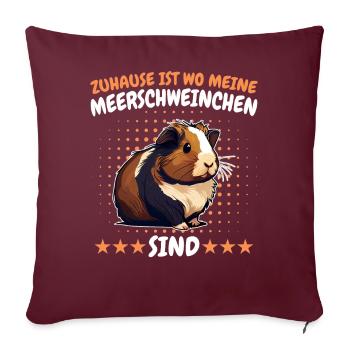 Meerschweinchen Kurzhaar Langhaar Crested - Sofakissenbezug 45 x 45 cm - Burgunderrot - Vorne