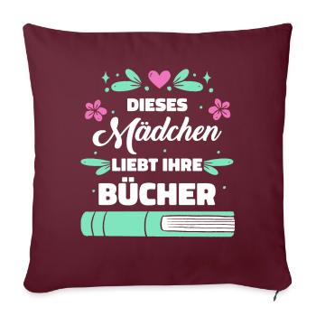 Buch Lesen Bücher Buch Nerd Bücherwurm - Sofakissenbezug 45 x 45 cm - Burgunderrot - Vorne