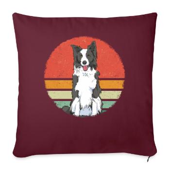 Border Collie Propriétaire de chien - Housse de coussin décorative 45 x 45 cm - bordeaux - Devant